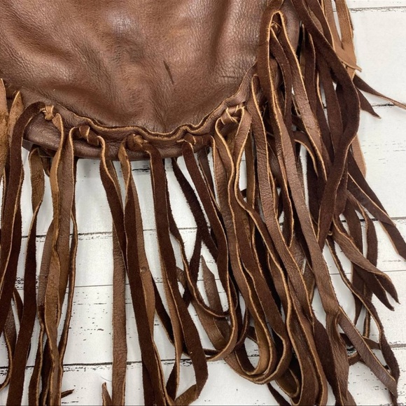 Signed Handcrafted native american leather fringe bag painted hummingbird OOaK - Picture 7 of 12